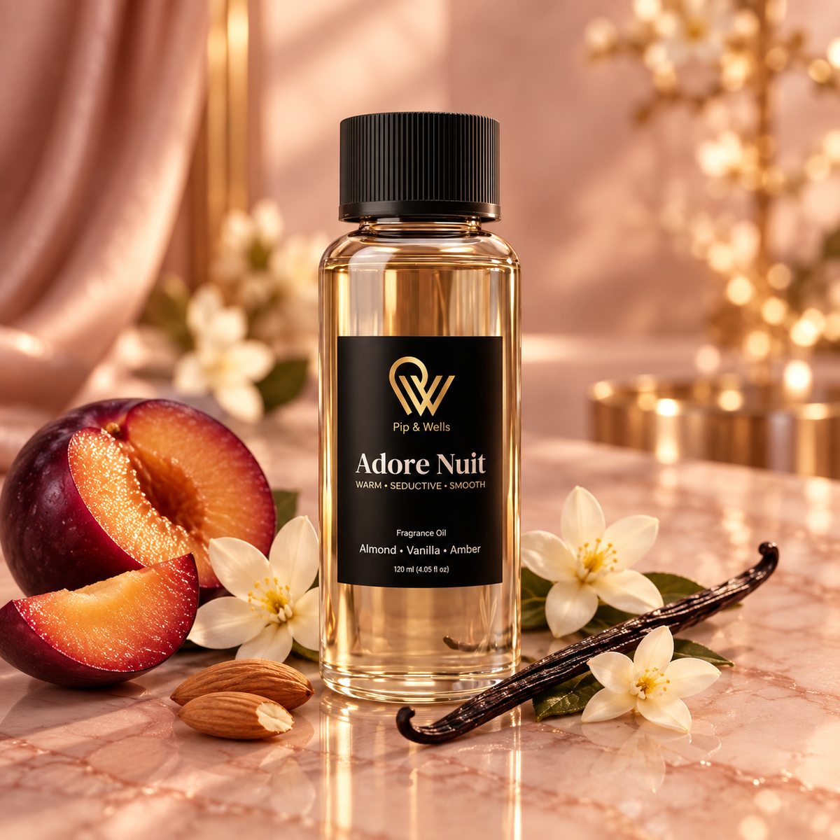 Olejek zapachowy Pip & Wells Adore Nuit, 120 ml, z nutami śliwki, migdała, wanilii i jaśminu